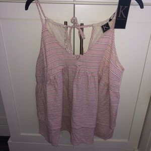 pink top with tie back